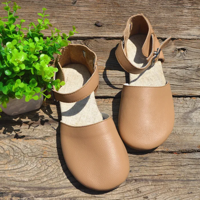 Careaymade-Retro leisure Genuine Leather women's sandals,pure handmade comfortable slip-proof breathable round-headed sandals