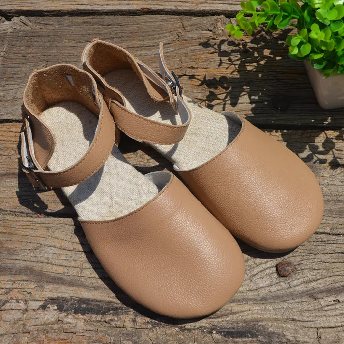 Careaymade-Retro leisure Genuine Leather women's sandals,pure handmade comfortable slip-proof breathable round-headed sandals