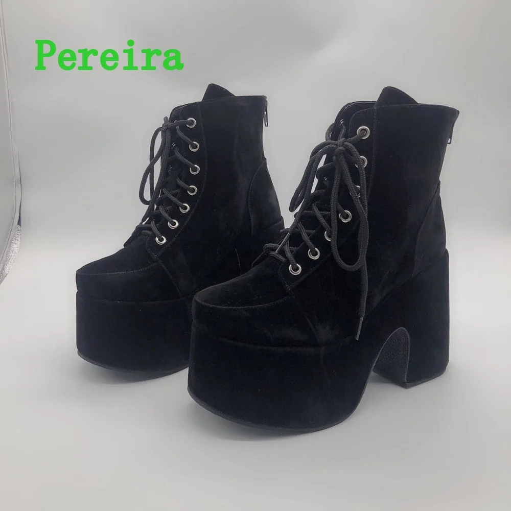 Shiny Purple Ankle Boots Women's 2024 New Arrival Platform Round Toe Chunky Heel Cross Straps Sexy Fashion Show Party Shoes