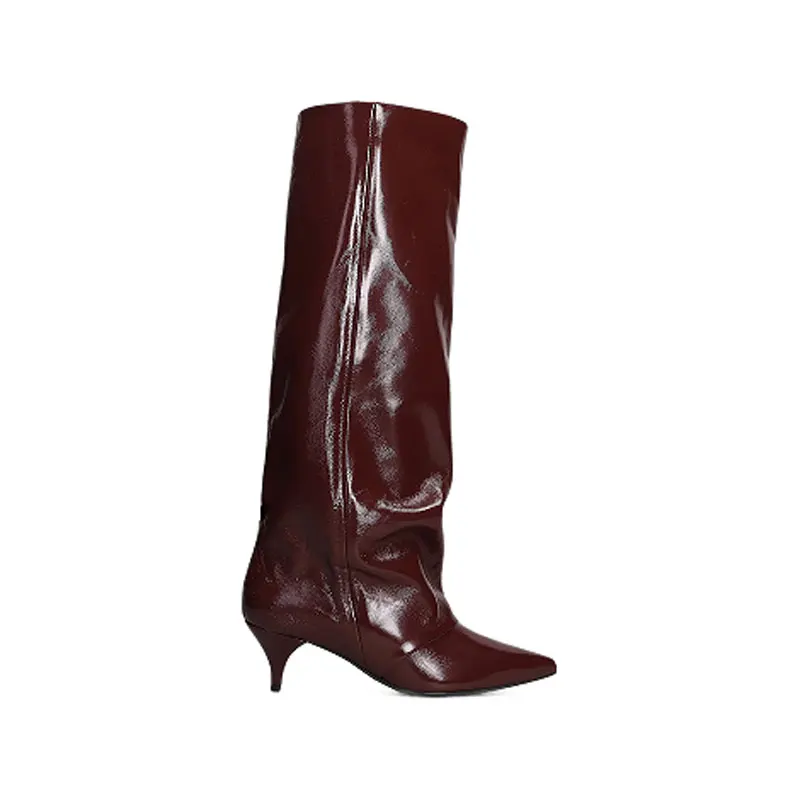 2026New Autumn and Winter Pointed Low Heel Knee High Women's Boots, Fashionable and Versatile Women's Mid Top Boots