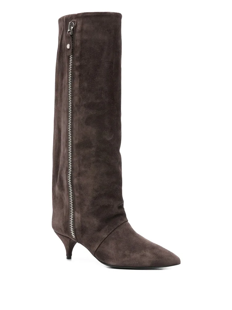 2026New Autumn and Winter Pointed Low Heel Knee High Women's Boots, Fashionable and Versatile Women's Mid Top Boots