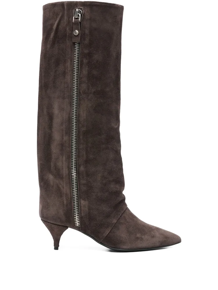 2026New Autumn and Winter Pointed Low Heel Knee High Women's Boots, Fashionable and Versatile Women's Mid Top Boots