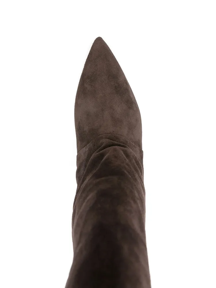 2026New Autumn and Winter Pointed Low Heel Knee High Women's Boots, Fashionable and Versatile Women's Mid Top Boots