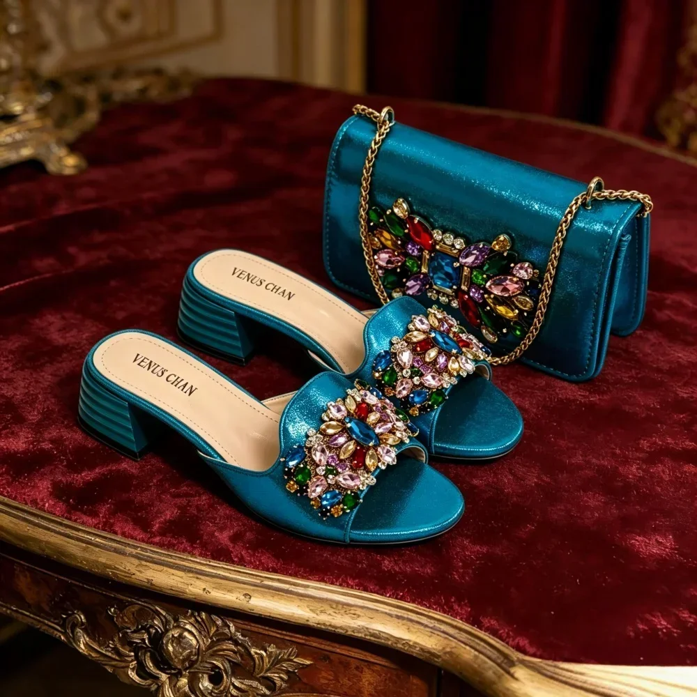 New Italian Design Sandals and Bags Matching Set 2026 Women Heel Party for Gold Color Wedding Bigger Size High Heel Shoes Party