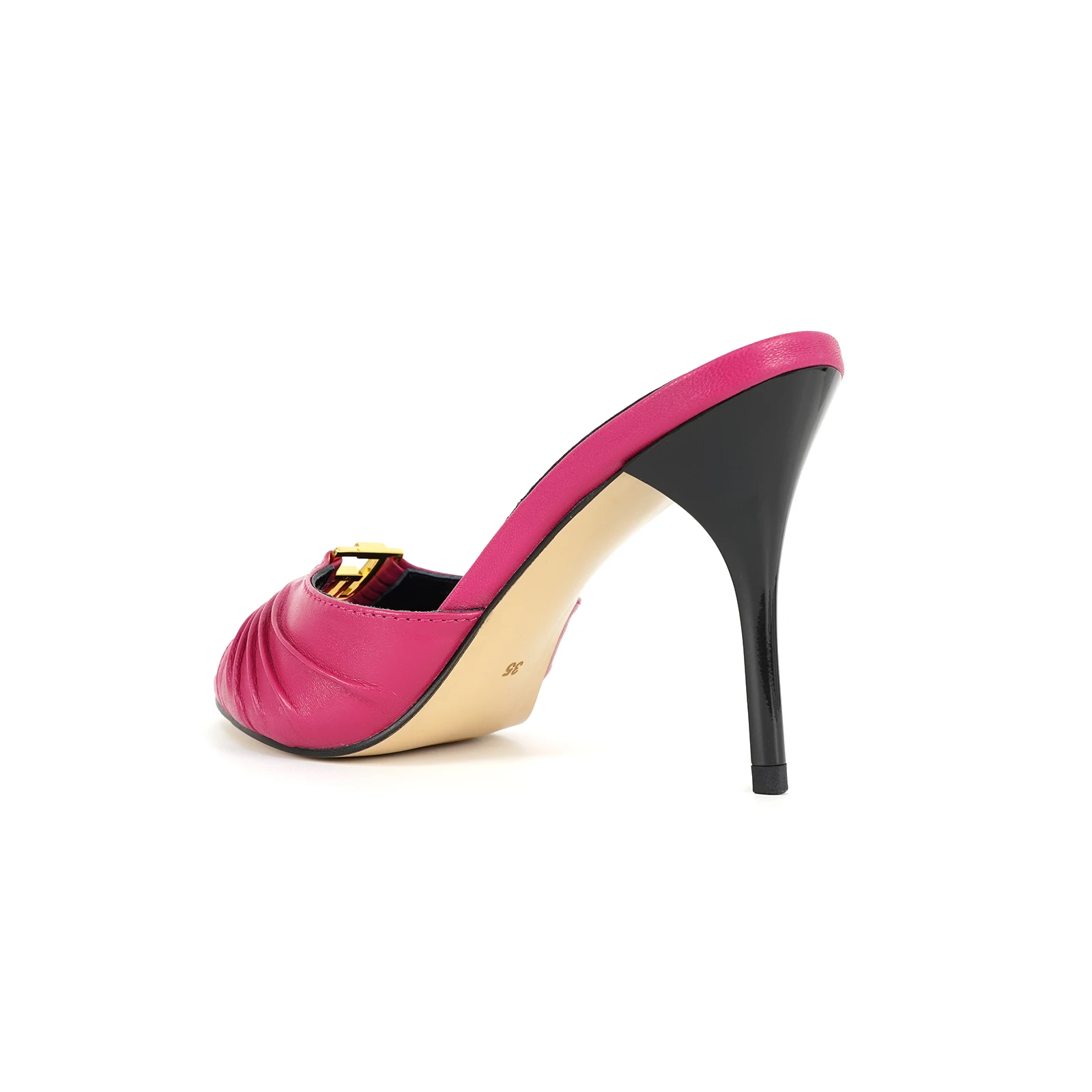 2024Women's GJ Brand High Heels 9.5CM Anti slip Slippers Pointed Leather Fashion Banquet Women's Shoes Solid Color Sexy Slippers