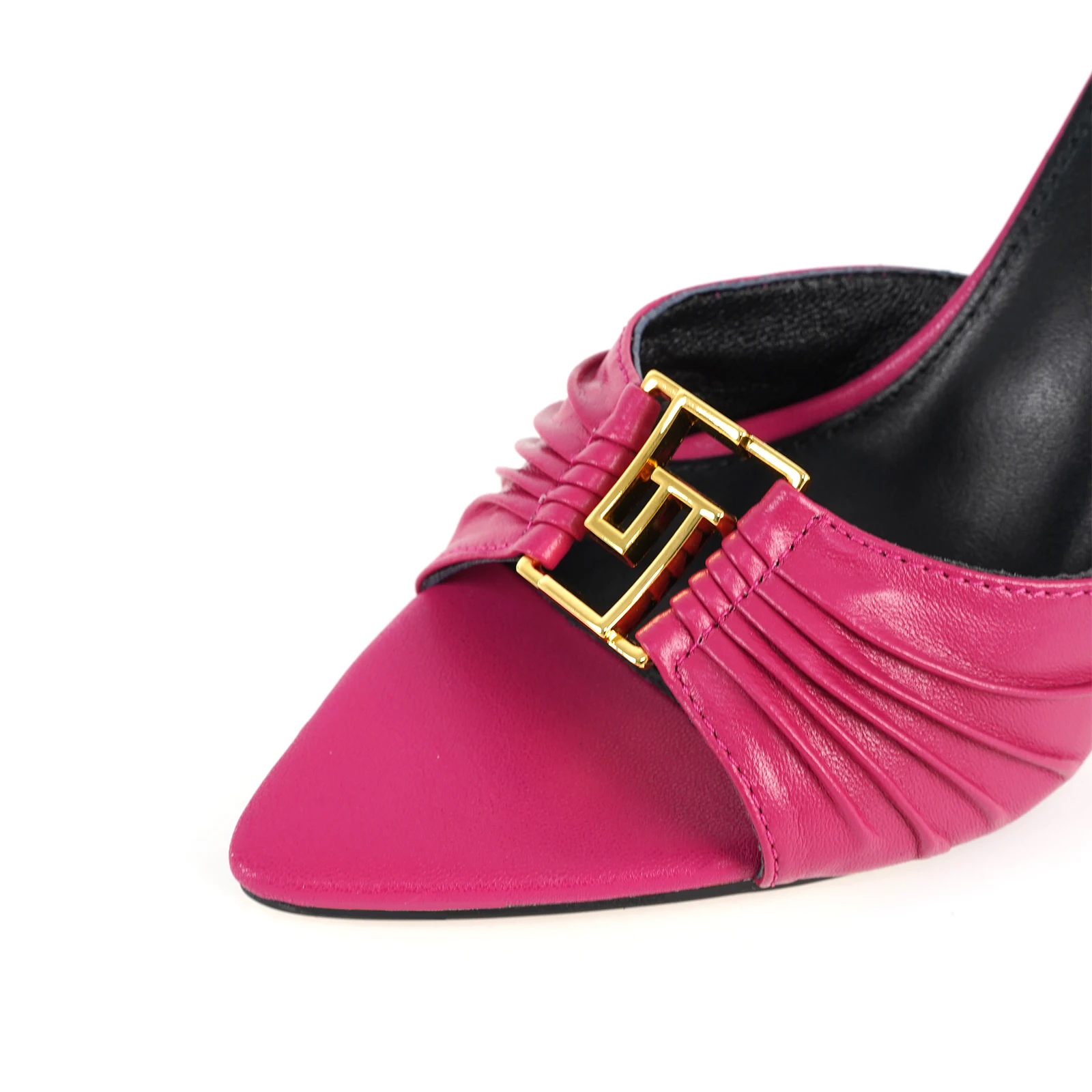 2024Women's GJ Brand High Heels 9.5CM Anti slip Slippers Pointed Leather Fashion Banquet Women's Shoes Solid Color Sexy Slippers