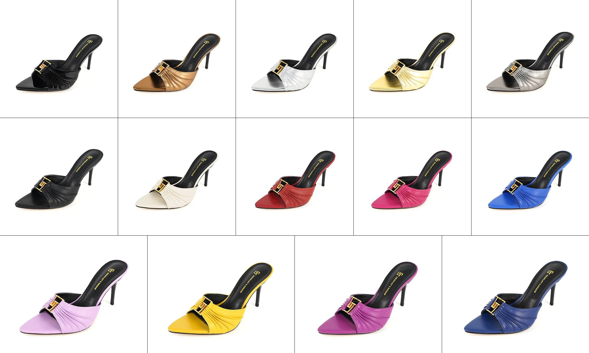 2024Women's GJ Brand High Heels 9.5CM Anti slip Slippers Pointed Leather Fashion Banquet Women's Shoes Solid Color Sexy Slippers