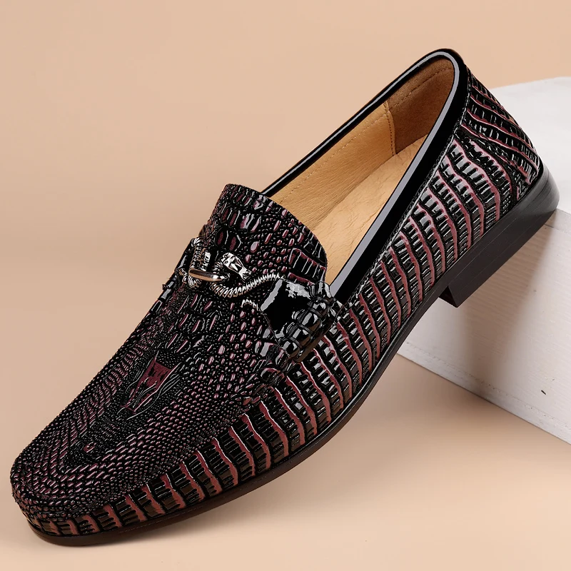 Trendy Brand Men's Genuine Leather Shoes Luxurious Banquet Dress Shoes Men's Low Top Loafers Casual Walking Shoes Big Size：36-47