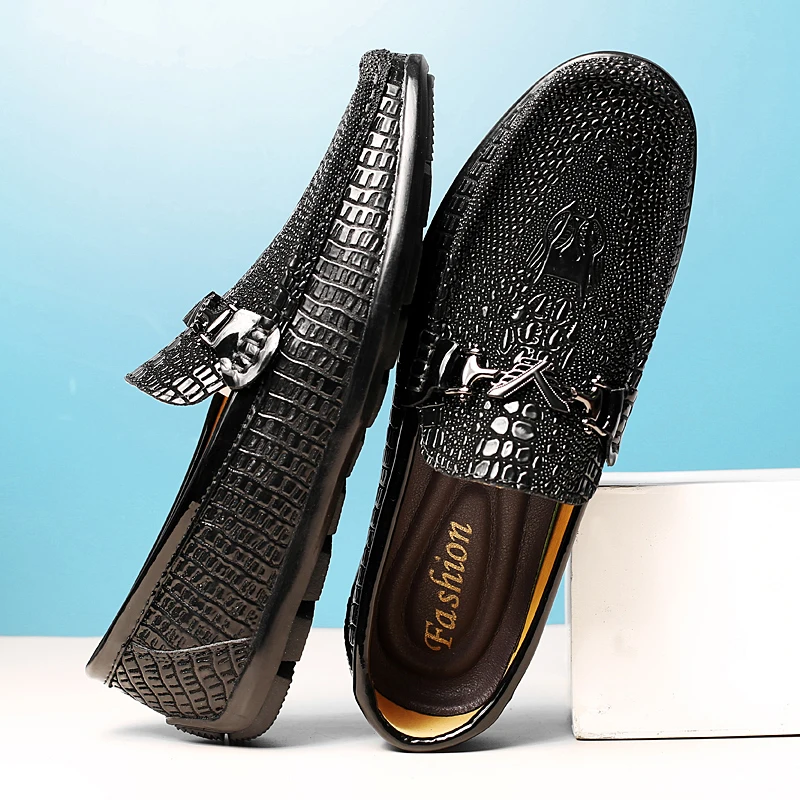 Trendy Brand Men's Genuine Leather Shoes Luxurious Banquet Dress Shoes Men's Low Top Loafers Casual Walking Shoes Big Size：36-47