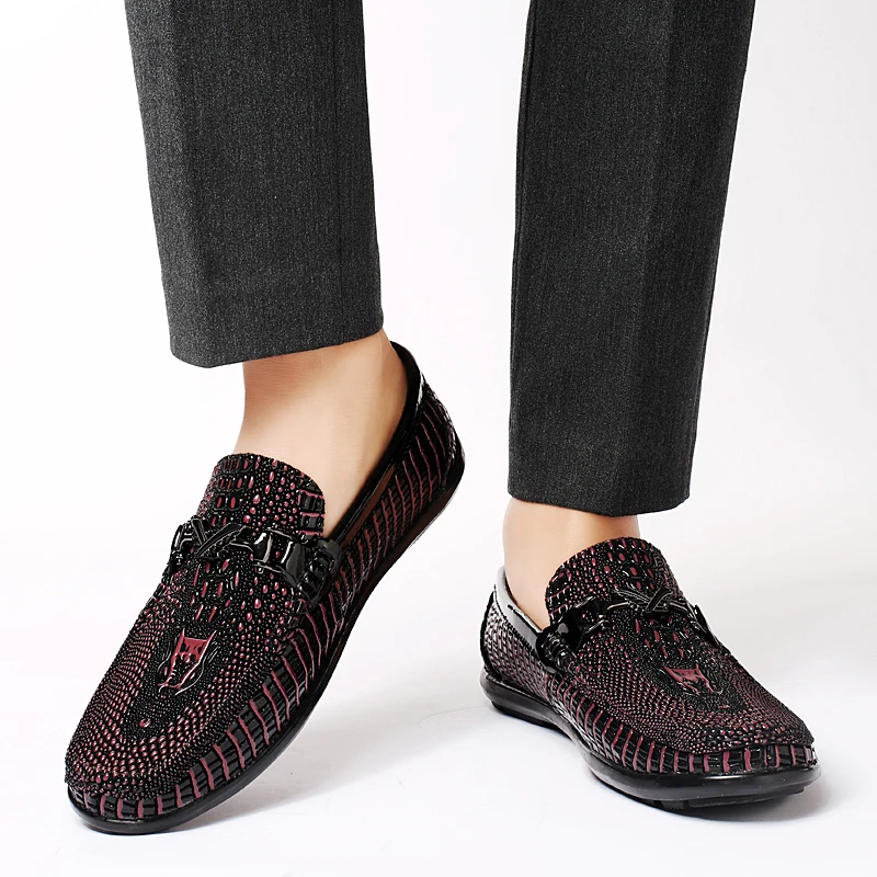 Trendy Brand Men's Genuine Leather Shoes Luxurious Banquet Dress Shoes Men's Low Top Loafers Casual Walking Shoes Big Size：36-47