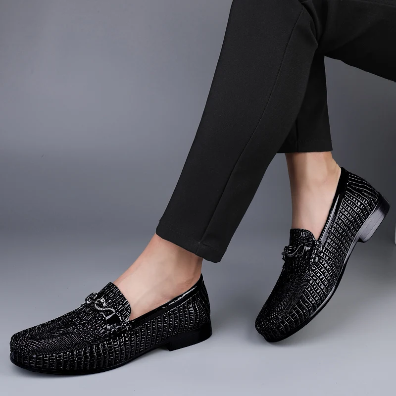 Trendy Brand Men's Genuine Leather Shoes Luxurious Banquet Dress Shoes Men's Low Top Loafers Casual Walking Shoes Big Size：36-47