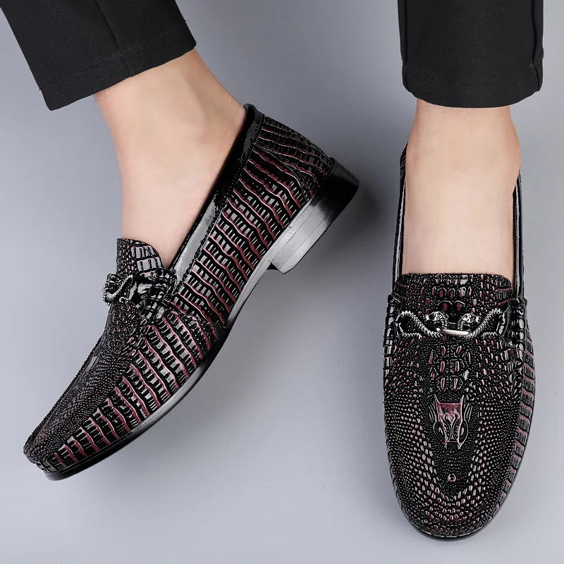 Trendy Brand Men's Genuine Leather Shoes Luxurious Banquet Dress Shoes Men's Low Top Loafers Casual Walking Shoes Big Size：36-47