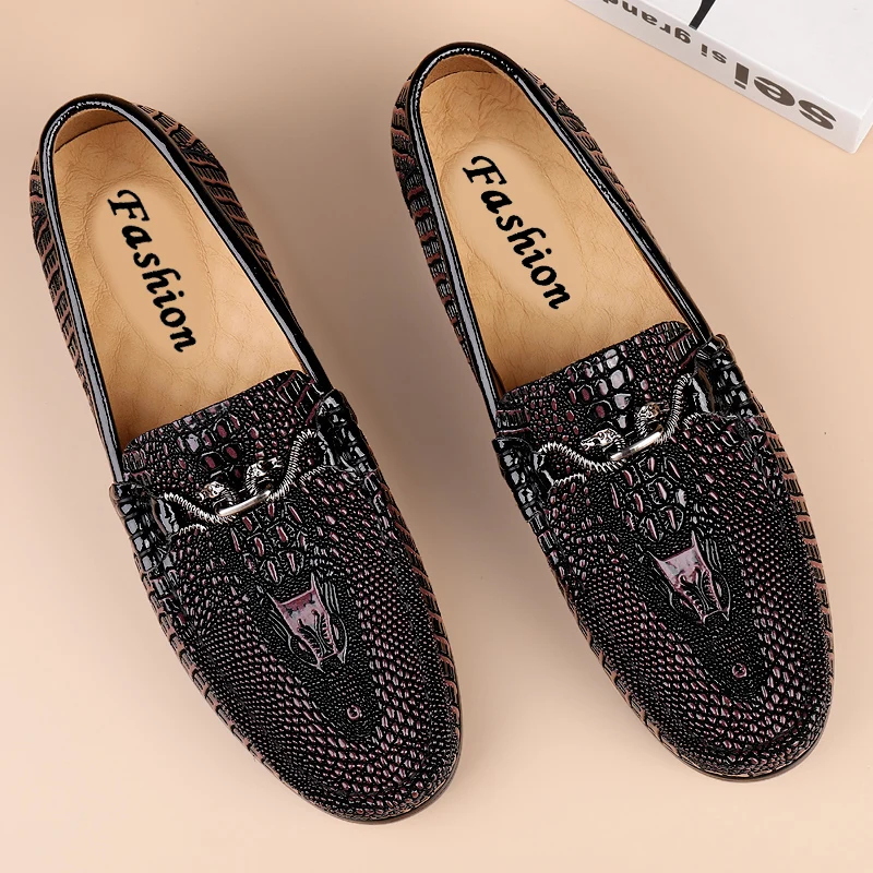 Trendy Brand Men's Genuine Leather Shoes Luxurious Banquet Dress Shoes Men's Low Top Loafers Casual Walking Shoes Big Size：36-47