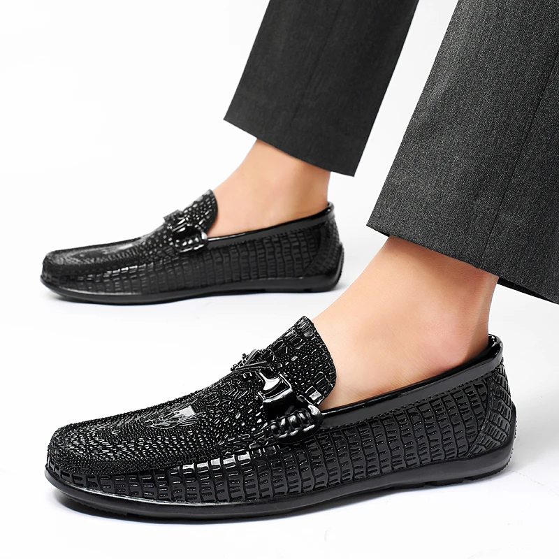 Trendy Brand Men's Genuine Leather Shoes Luxurious Banquet Dress Shoes Men's Low Top Loafers Casual Walking Shoes Big Size：36-47