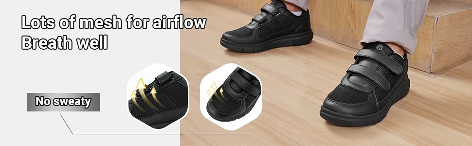 FitVille Men'S Diabetic Shoes Extra Wide 4E Senior Shoe Relieve Neuropathy Suitable For Swollen Foot Pain With Arch Support