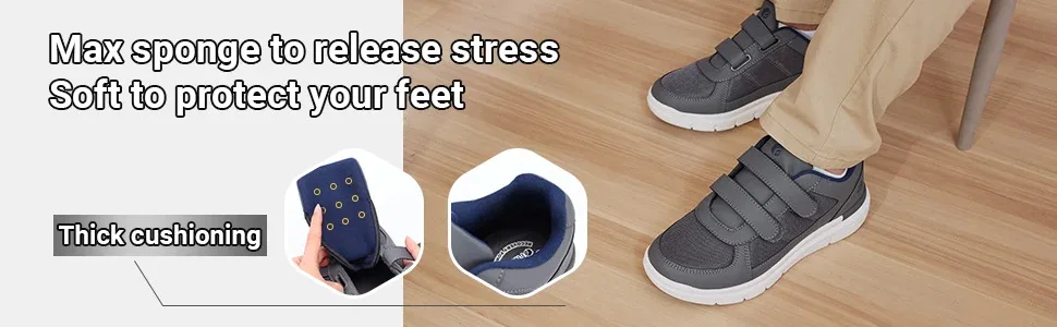 FitVille Men'S Diabetic Shoes Extra Wide 4E Senior Shoe Relieve Neuropathy Suitable For Swollen Foot Pain With Arch Support