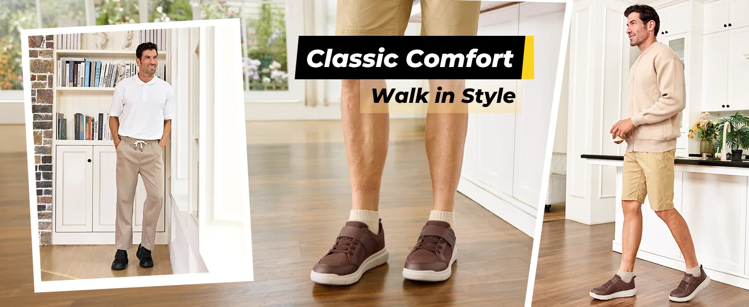 FitVille Wide Men'S Diabetic Walking Shoes Lightweight Non-Slip Breathable Casual Shoe For Swollen Feet Outdoor All Day Comfot