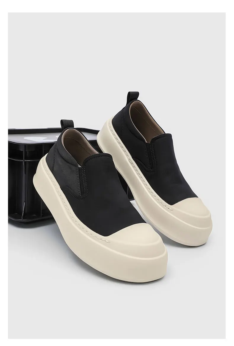 Hight Quality Street Style Teenagers Daily Dress Loafers For Men's Classic Black White Mixed Colors Height Increasing Shoes