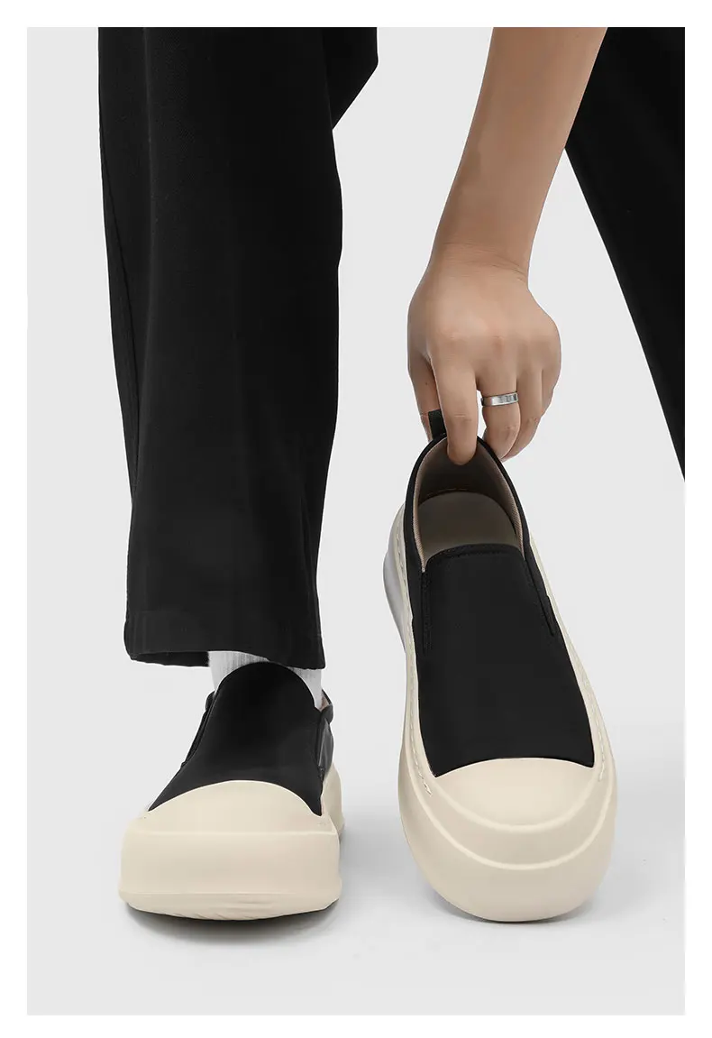 Hight Quality Street Style Teenagers Daily Dress Loafers For Men's Classic Black White Mixed Colors Height Increasing Shoes