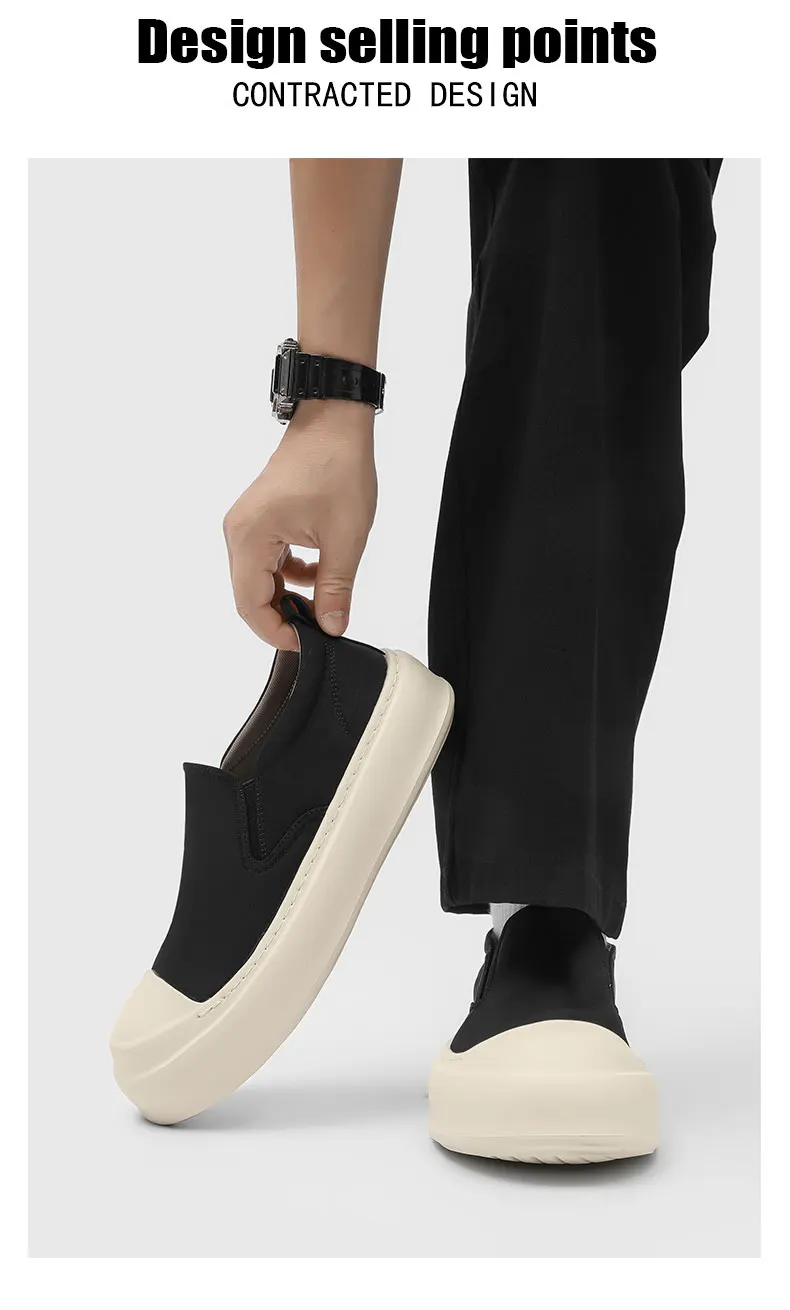 Hight Quality Street Style Teenagers Daily Dress Loafers For Men's Classic Black White Mixed Colors Height Increasing Shoes