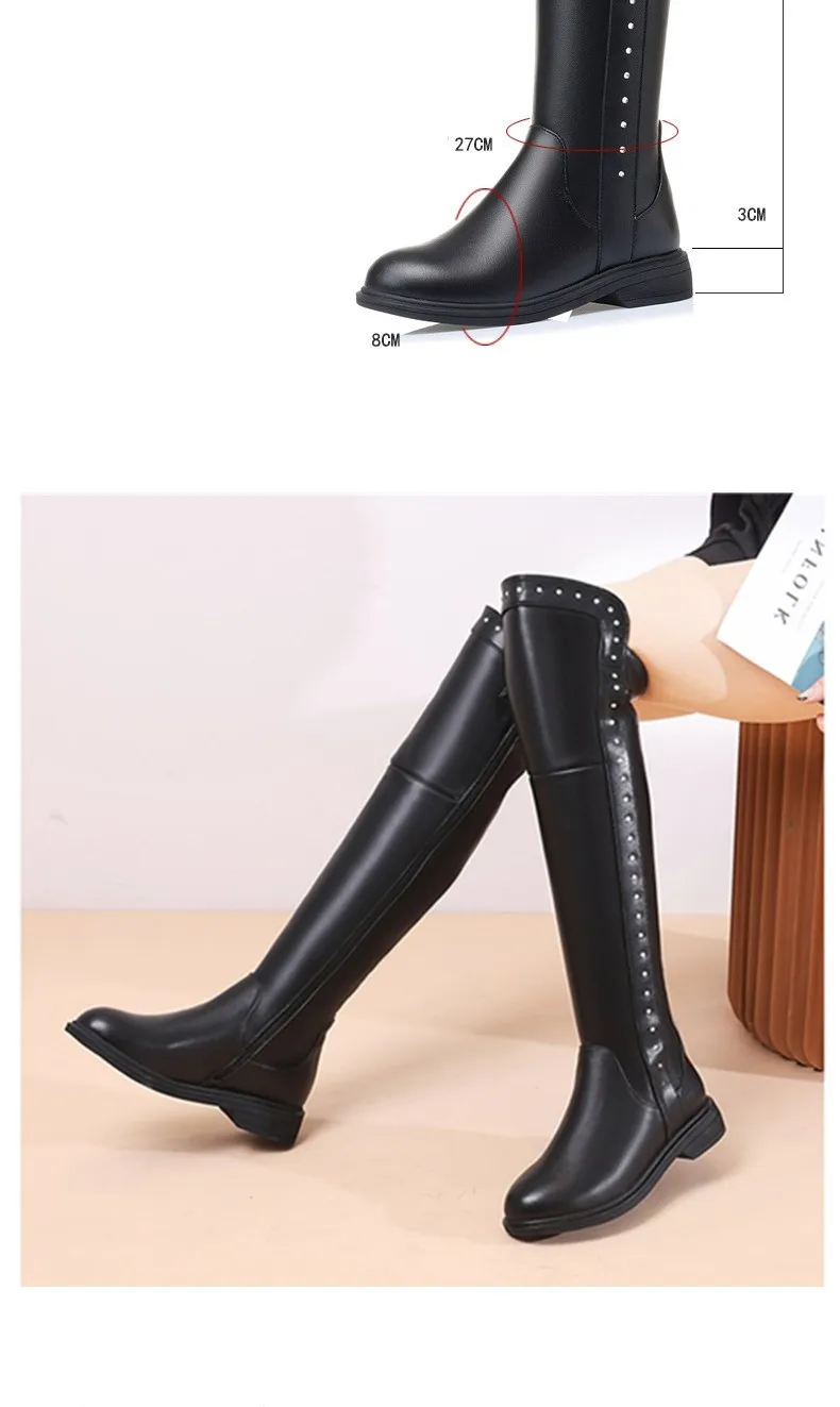 AIYUQI Womens Knee High Boots Winter 2026 New Genuine Leather Women Thigh High Boots Plus Size Wool Warm Women's High Boots
