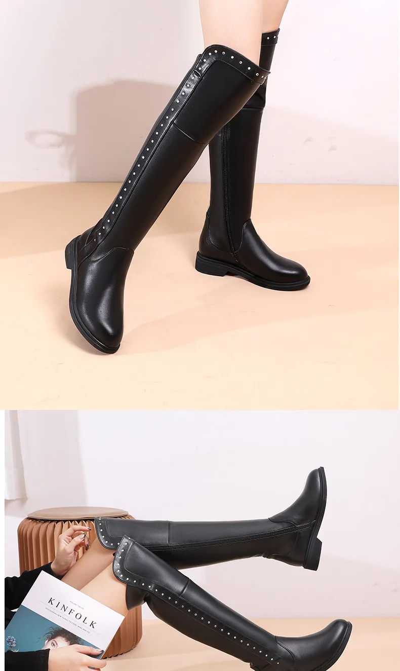 AIYUQI Womens Knee High Boots Winter 2026 New Genuine Leather Women Thigh High Boots Plus Size Wool Warm Women's High Boots