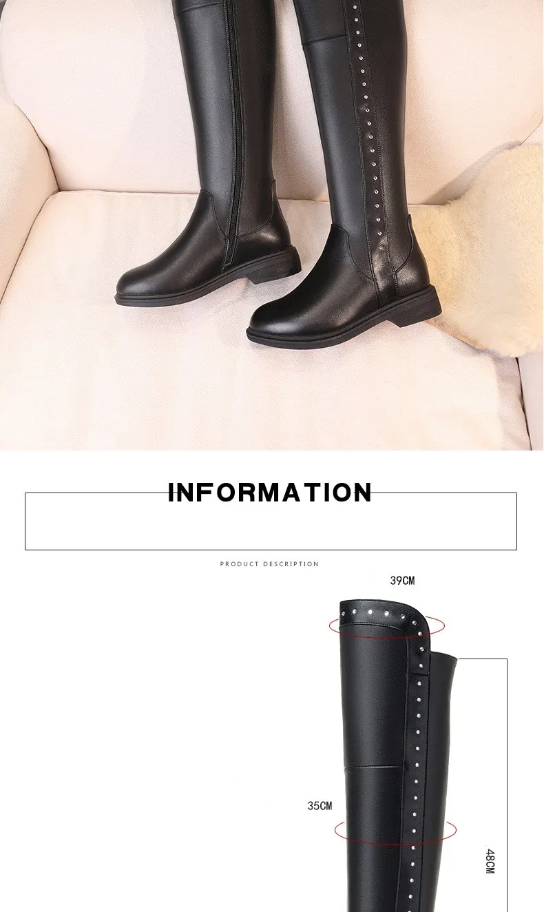 AIYUQI Womens Knee High Boots Winter 2026 New Genuine Leather Women Thigh High Boots Plus Size Wool Warm Women's High Boots