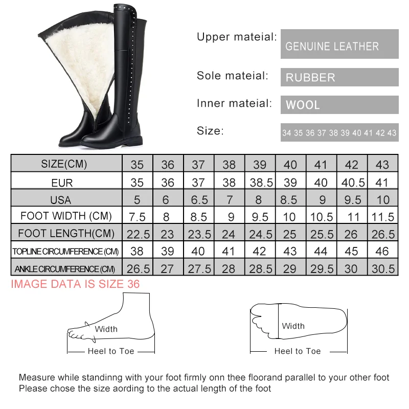 AIYUQI Womens Knee High Boots Winter 2026 New Genuine Leather Women Thigh High Boots Plus Size Wool Warm Women's High Boots