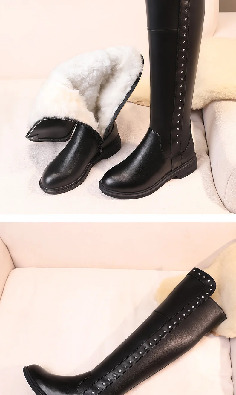 AIYUQI Womens Knee High Boots Winter 2026 New Genuine Leather Women Thigh High Boots Plus Size Wool Warm Women's High Boots
