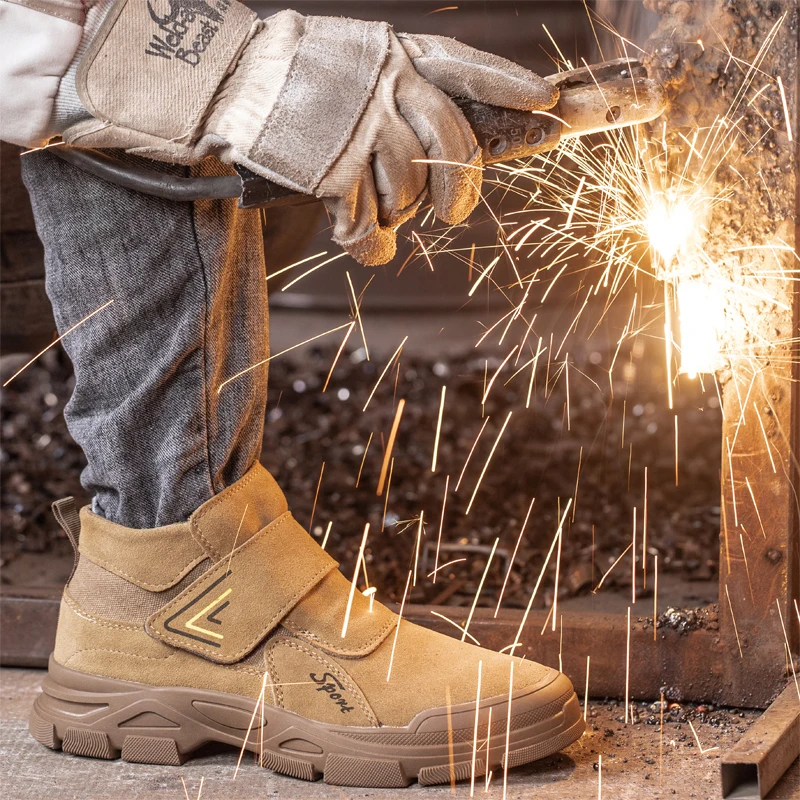 Construction Work Boots Anti-smash Anti-puncture Safety Shoes Men Steel Toe Boots Scald Proof Welding Boots Indestructible Shoes
