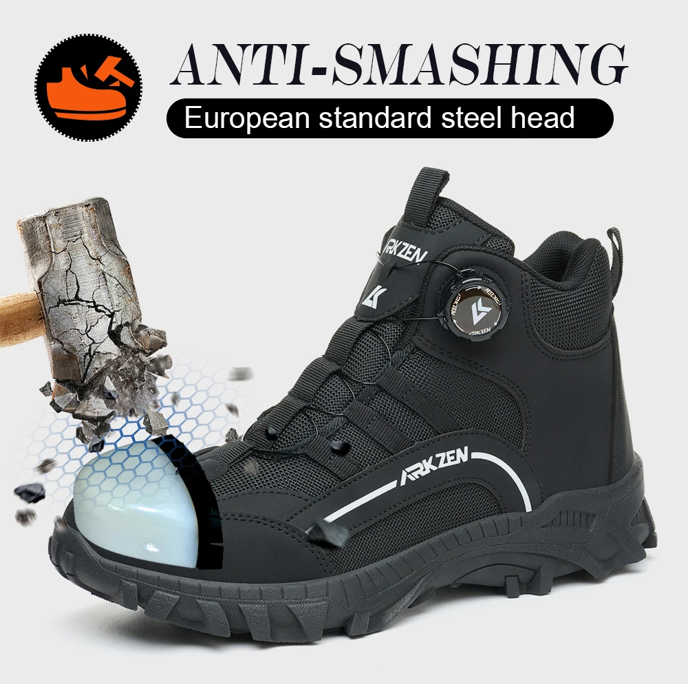 Male Indestructible Shoes Composite Toe Protection Shoes Security Puncture-Proof Work Sneakers Safety Boot for Engineers Men
