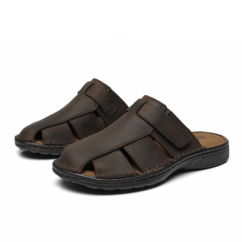 First-Layer Cowhide New Men's Casual Sandals Non-Slip Summer Beach Sandals Suitable for Outdoor Leisure Sports Beach