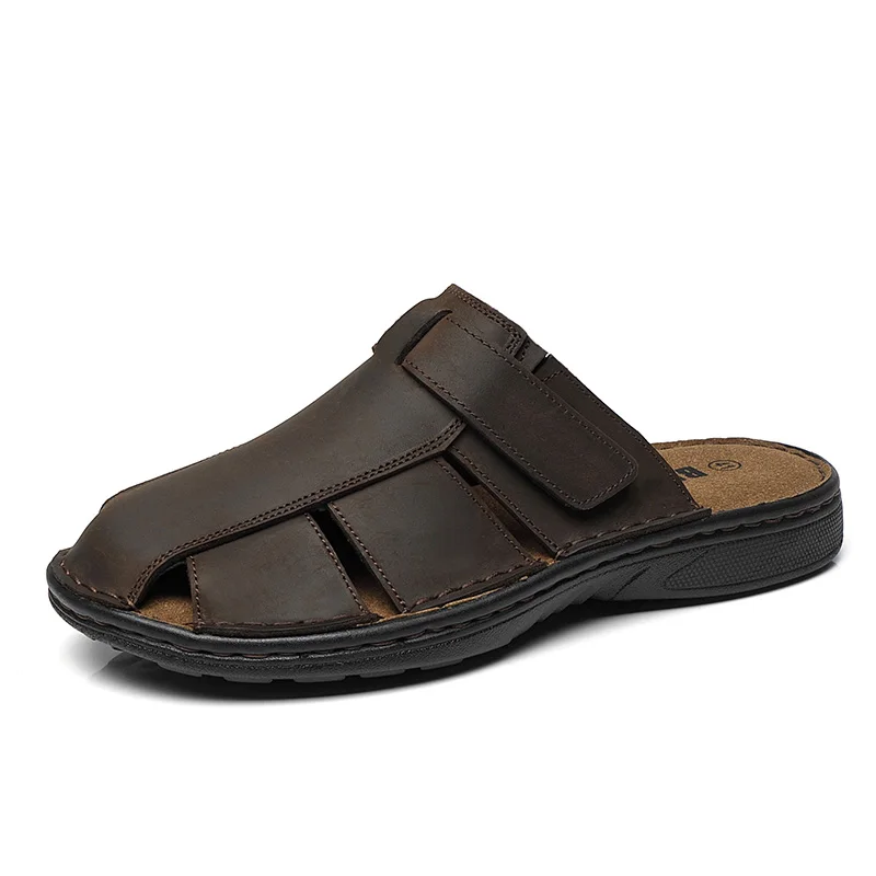 First-Layer Cowhide New Men's Casual Sandals Non-Slip Summer Beach Sandals Suitable for Outdoor Leisure Sports Beach