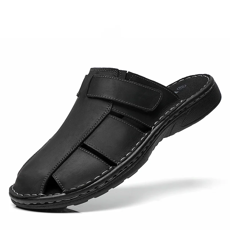 First-Layer Cowhide New Men's Casual Sandals Non-Slip Summer Beach Sandals Suitable for Outdoor Leisure Sports Beach