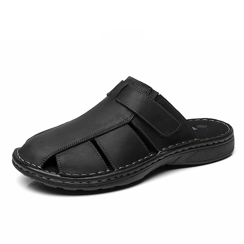 First-Layer Cowhide New Men's Casual Sandals Non-Slip Summer Beach Sandals Suitable for Outdoor Leisure Sports Beach