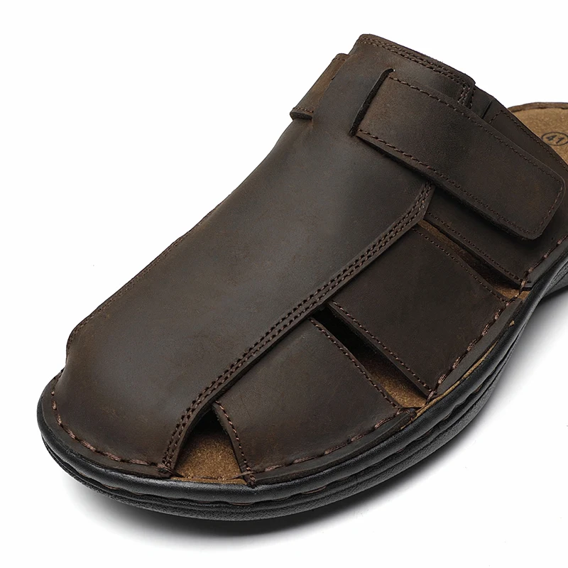 First-Layer Cowhide New Men's Casual Sandals Non-Slip Summer Beach Sandals Suitable for Outdoor Leisure Sports Beach
