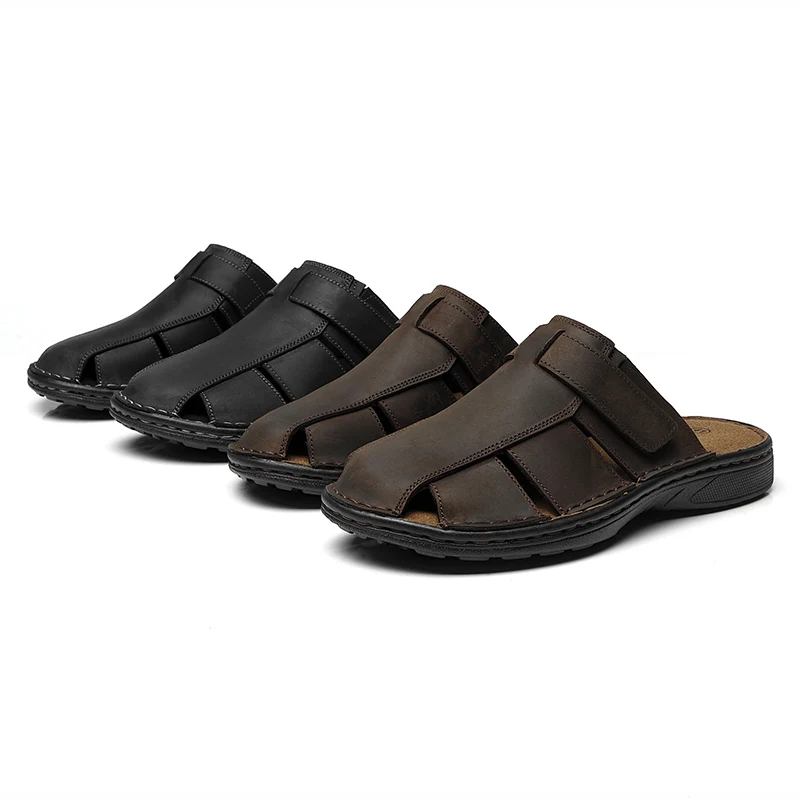 First-Layer Cowhide New Men's Casual Sandals Non-Slip Summer Beach Sandals Suitable for Outdoor Leisure Sports Beach