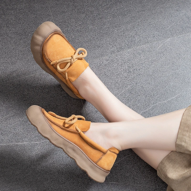 AIYUQI Women's Sneakers Genuine Leather 2026 New Non-Slip Women German Training Shoes Large Size Lace-Up Female Loafers