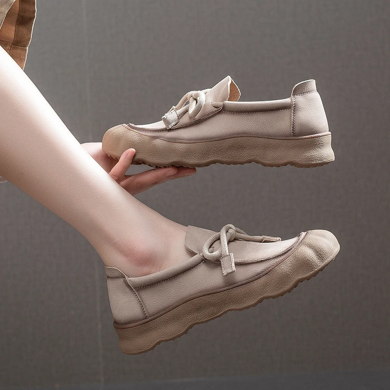 AIYUQI Women's Sneakers Genuine Leather 2026 New Non-Slip Women German Training Shoes Large Size Lace-Up Female Loafers