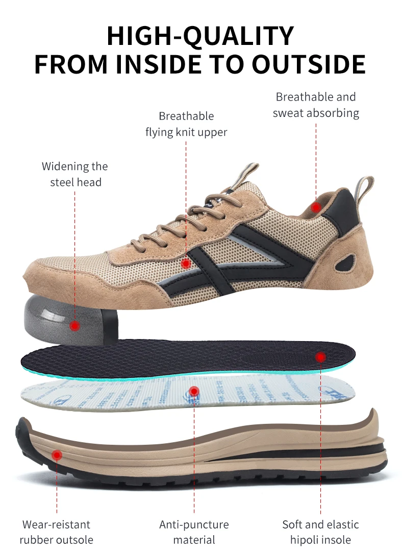Safety Shoes, Men's Protective Shoes, anti Smash and anti Stab Work Shoes, Steel Toe Protective Boots