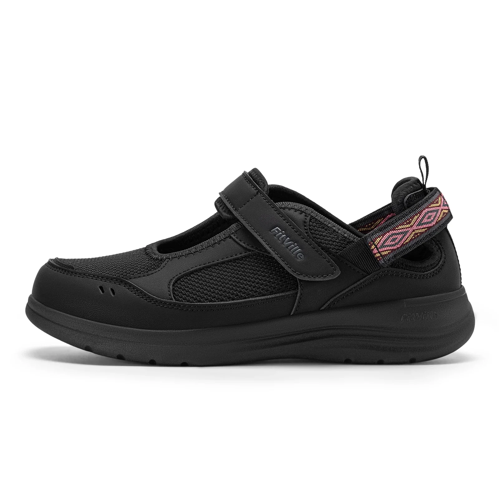 FitVille Women'S Diabetic Shoes Wide Summer Sandals With Adjustable Closures&Arch Support Lightweight Breathable Nurse Shoe