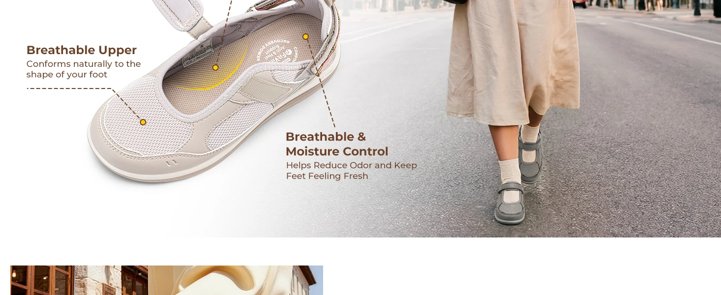 FitVille Women'S Diabetic Shoes Wide Summer Sandals With Adjustable Closures&Arch Support Lightweight Breathable Nurse Shoe