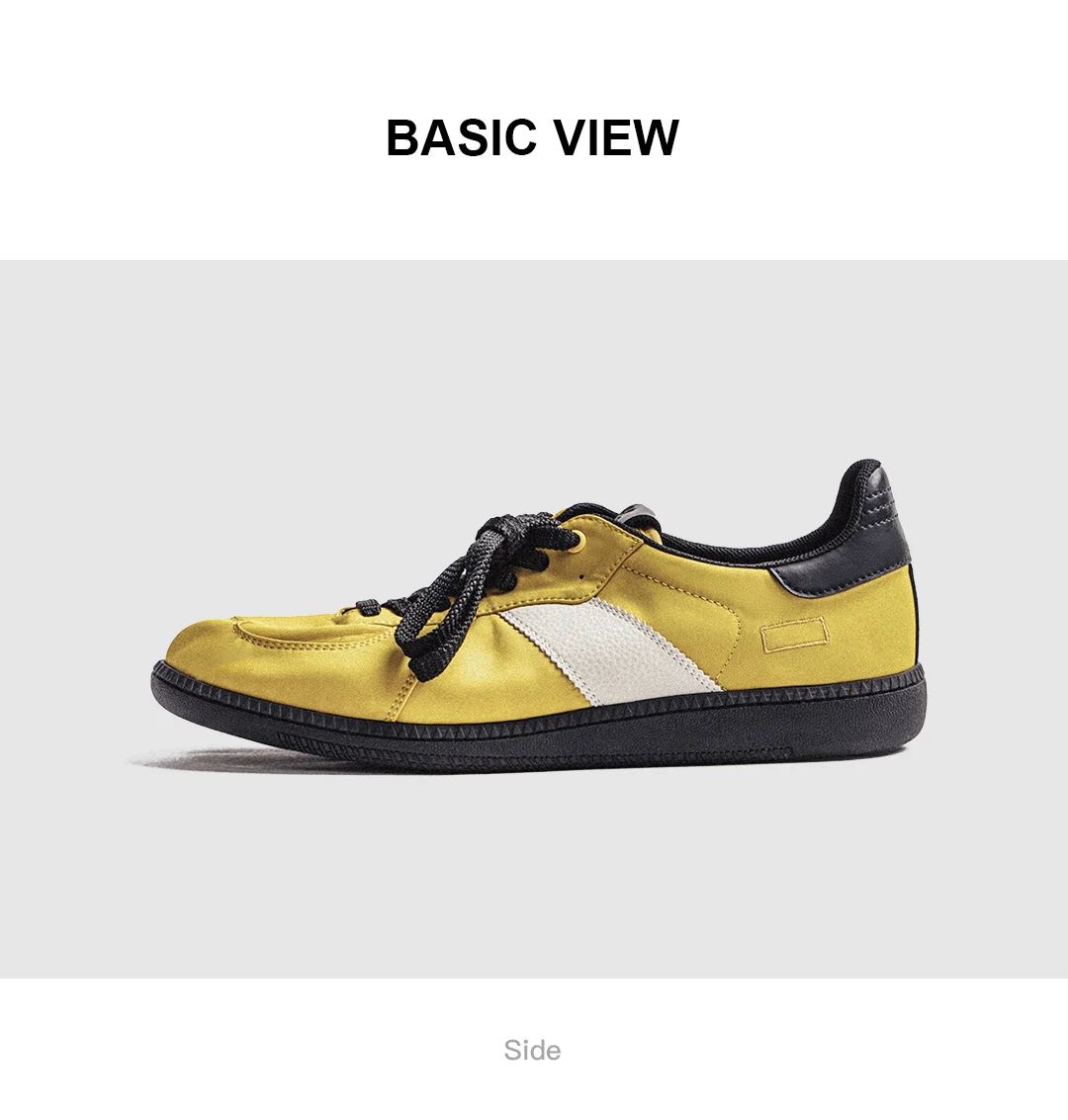 Maden Unisex Vintage Yellow Sneakers Classic Low Top Flat Sole Lightweight Casual German Trainers Lace Up Commuter Shoes