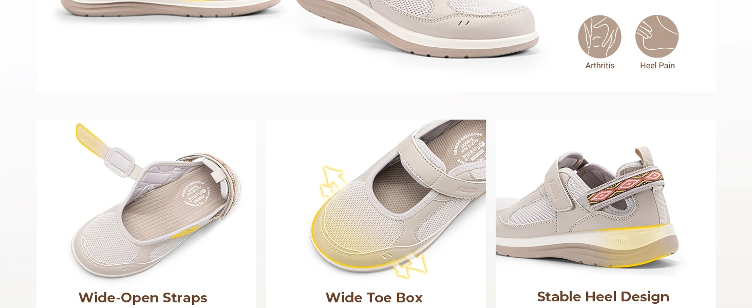 FitVille Mary Janes Women'S Diabetic Shoes Wide Summer Sandals With Adjustable Closures&Arch Support Breathable Nurse Shoe