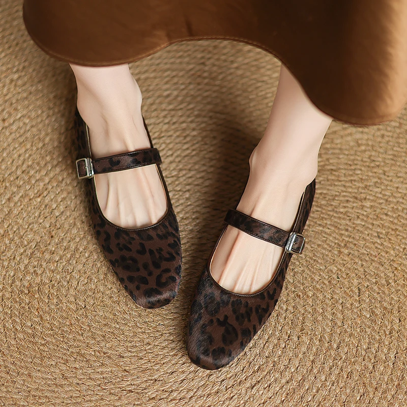 QUTAA 2025 Fashion Women Flats Shoes Heels Ballet Mary Jane Spring Round Toe Cow Leather Casual Summer Shoes Woman Size 34-40