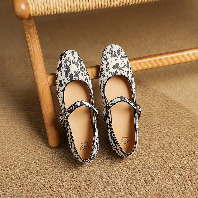 QUTAA 2025 Fashion Women Flats Shoes Heels Ballet Mary Jane Spring Round Toe Cow Leather Casual Summer Shoes Woman Size 34-40
