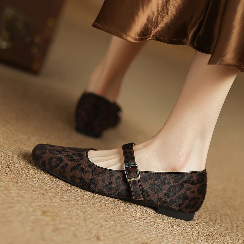 QUTAA 2025 Fashion Women Flats Shoes Heels Ballet Mary Jane Spring Round Toe Cow Leather Casual Summer Shoes Woman Size 34-40