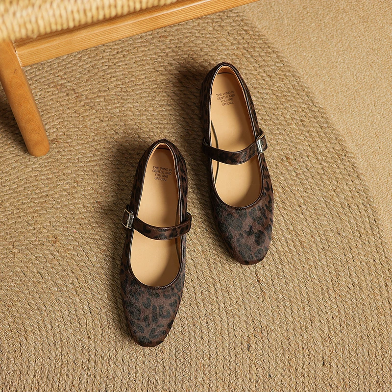 QUTAA 2025 Fashion Women Flats Shoes Heels Ballet Mary Jane Spring Round Toe Cow Leather Casual Summer Shoes Woman Size 34-40