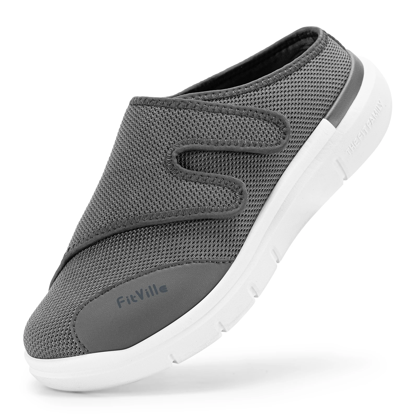 FitVille Men's Diabetic Shoes Orthopedic Slippers with Arch Support Extra Wide Toe Slip-On Sandals All-Day Comfort Swollen Feet