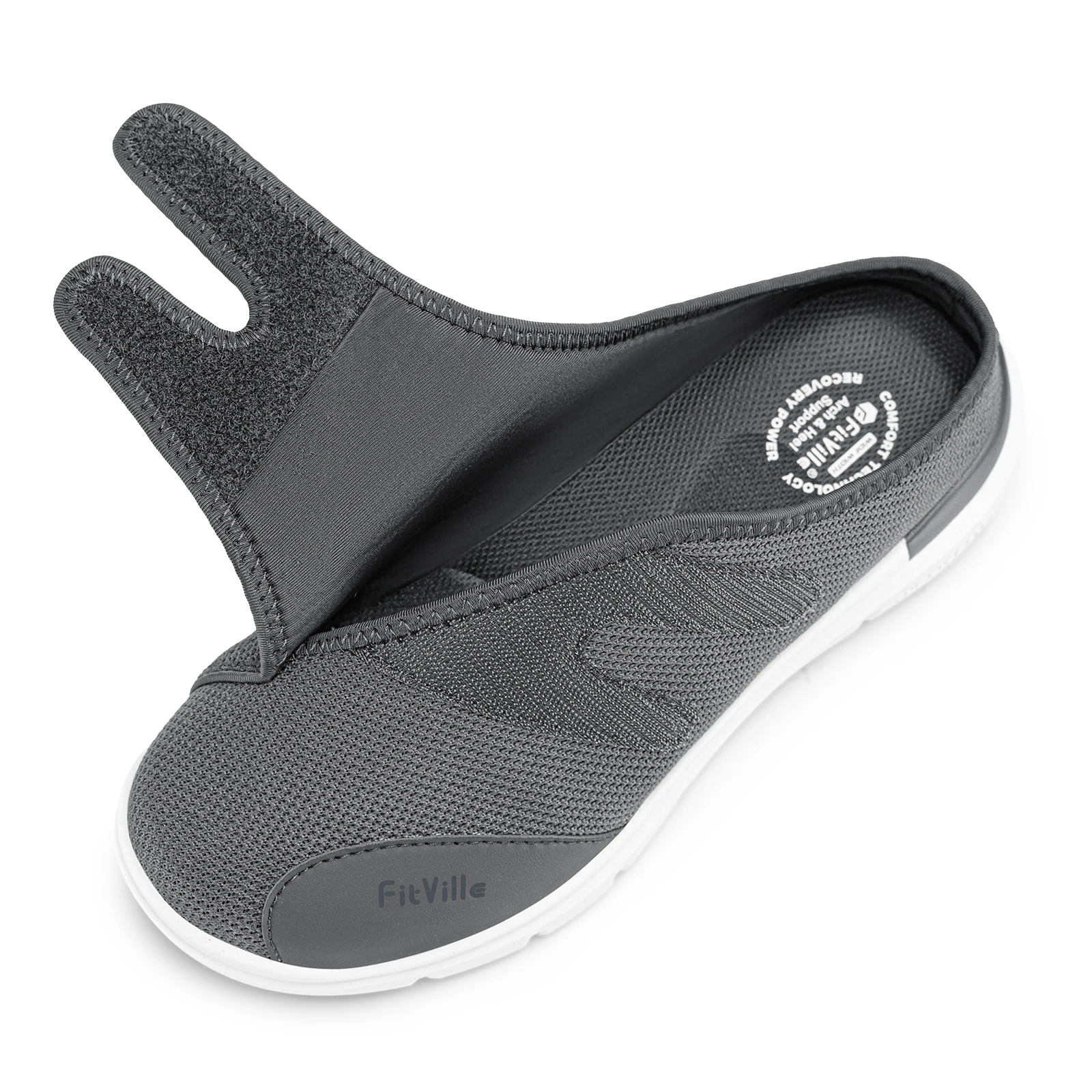 FitVille Men's Diabetic Shoes Orthopedic Slippers with Arch Support Extra Wide Toe Slip-On Sandals All-Day Comfort Swollen Feet